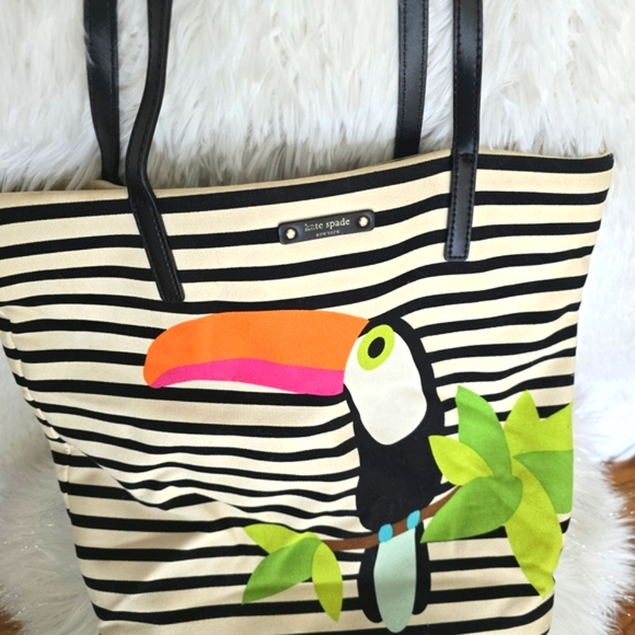 Kate Spade Black and White Striped Tote Bag - Picture 5 of 8